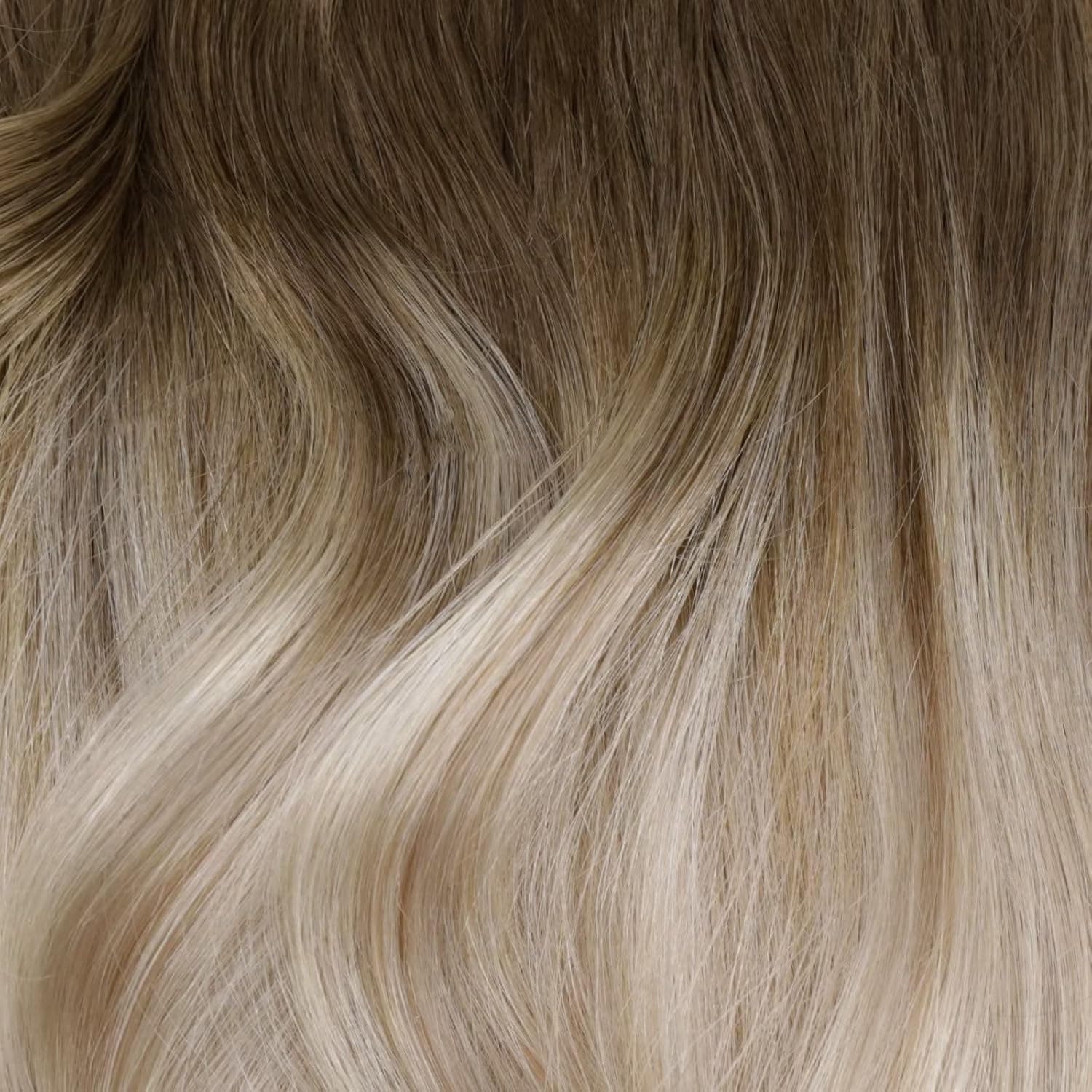 Tape in Hair Extensions Real Human Hair 20in 50g Balayage Light Brown to Blonde with Ash Blonde Ombre Human Hair Tape in Hair Extensions Invisible Tape in Human Hair Extensions 20pcs