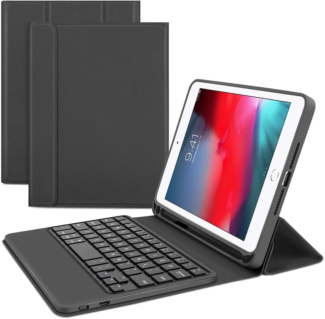 iPad Mini 5 / Mini 4 Keyboard, Fansteck Keyboard Case for iPad Mini 5 2019(5th Gen)/iPad Mini 4 2015, Ultra Thin Bluetooth Keyboard Case with Pencil Holder, Strong Magnetic Stable Stand (Matte Black)