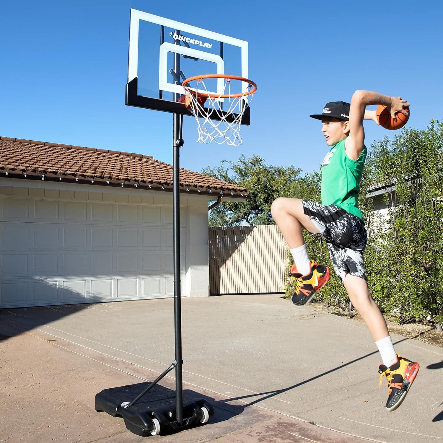QUICKPLAY Baller Mini Hoop System | Portable Basketball Hoop System with Adjustable Height Pole