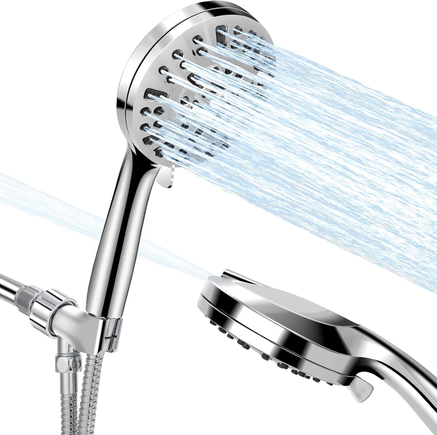 ZOYOAIR High Pressure Handheld Shower Head, 10 Spray Settings Including 2 Power Jet Modes Shower Heads, High Flow Hand Held Rain Showerhead with Stainless Steel Hose and Adjustable Bracket