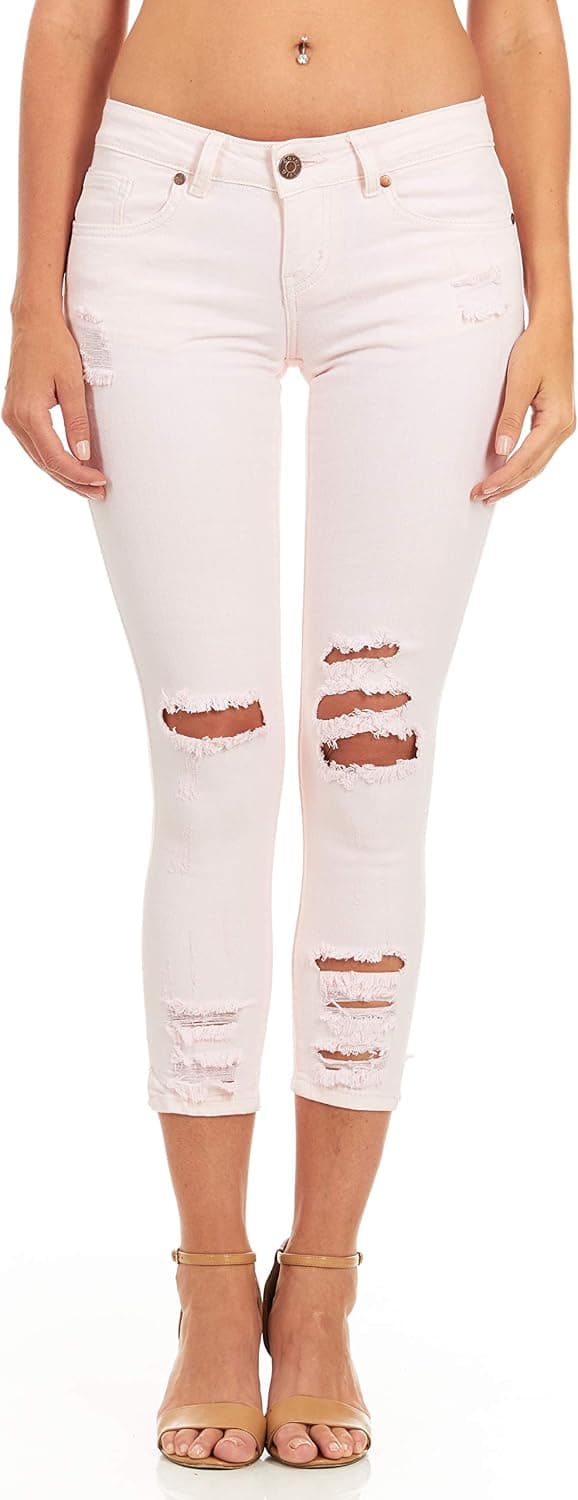 Cover Girl Women's Juniors and plus size ripped distressed tight skinny jeans