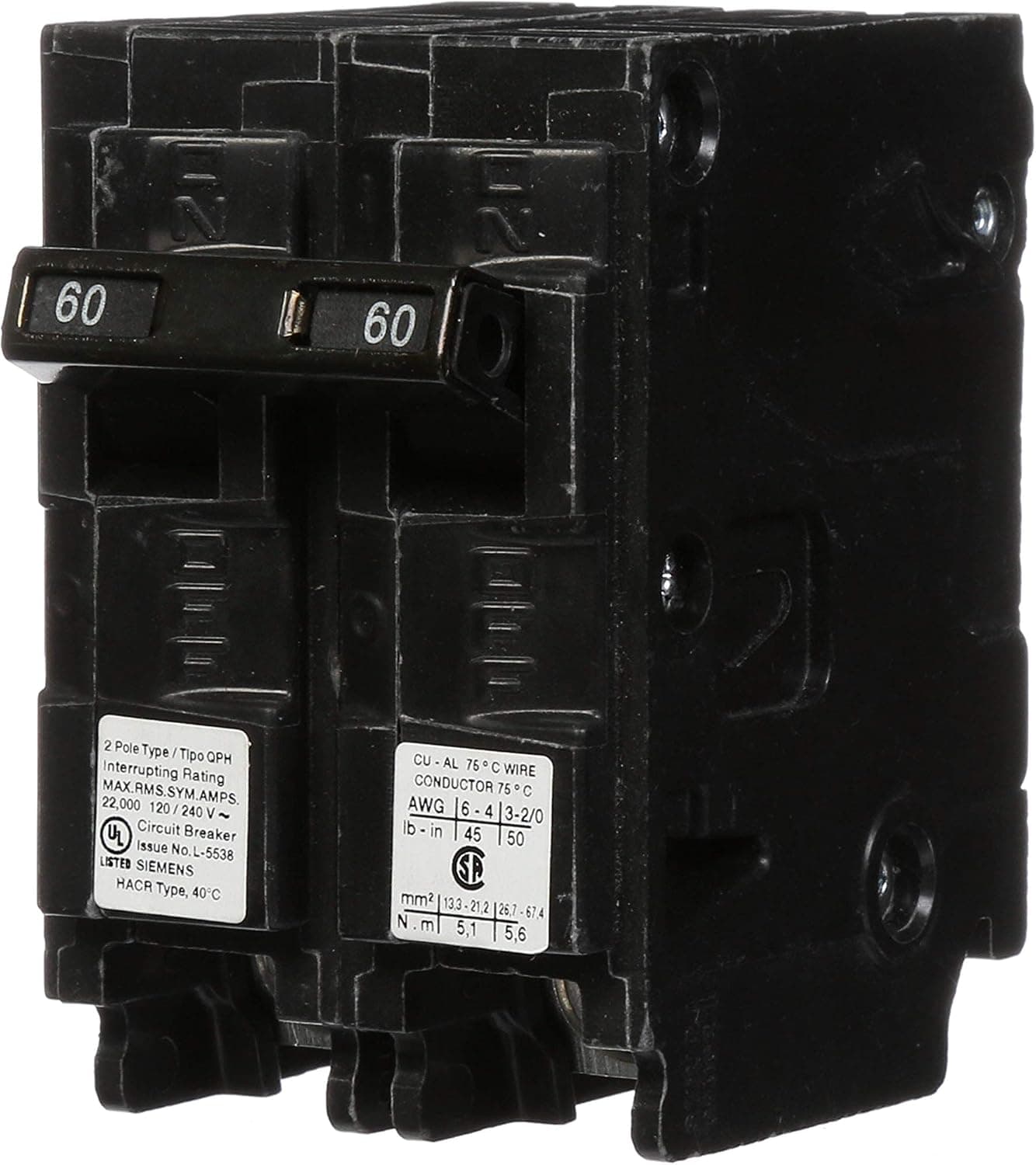 Q260H 60-Amp Double Pole 22kA Type QPH Circuit Breaker