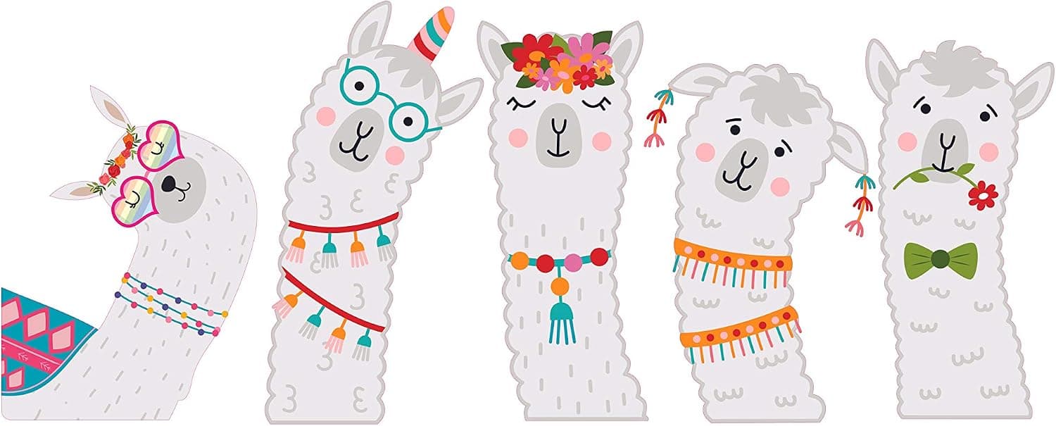 Vinyl Adhesive Alpaca Zoo Animals Decor Design Home Art Wall Decal Sticker | 16" x 40" Kids Bedroom Living Room Llama Decal Multicolored Alpacas Llama Wall Decoration Sticker Art