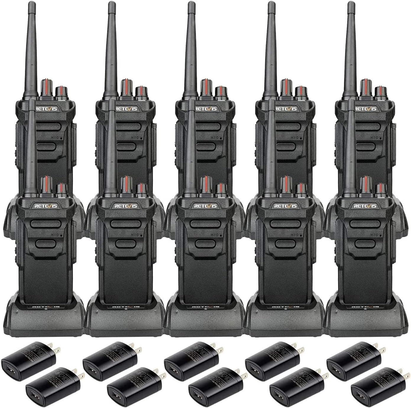 Retevis RT48 Walkie Talkie Waterproof,Walkie Talkies for Adults,Long Range,Rugged,Portable FRS Two-Way Radios for Commercial Construction (10 Pack)