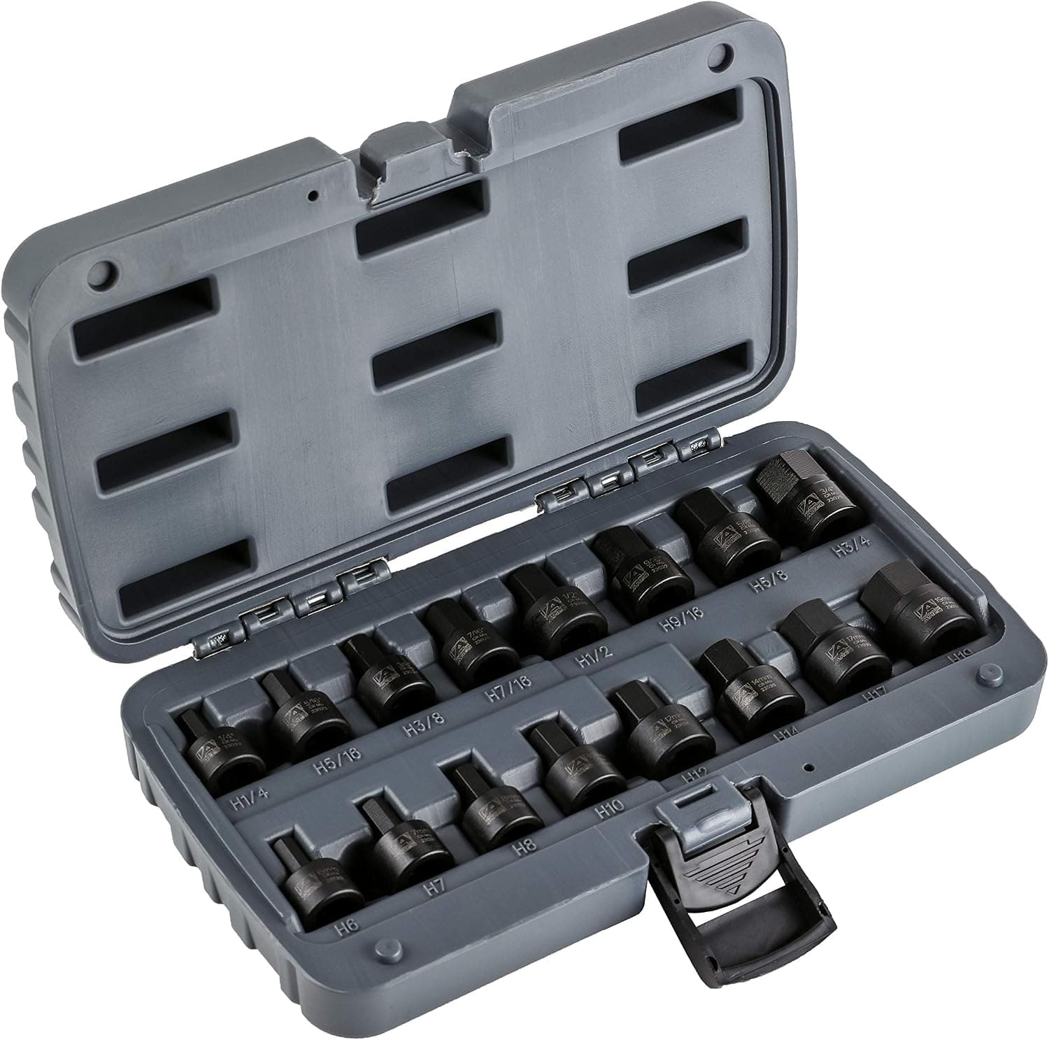 ARES 23021-16-Piece Stubby Impact SAE and Metric Hex Bit Socket Set - Chrome Moly Steel Construction and Manganese Phosphate Coating - Includes Storage Case - Designed for Impact Use