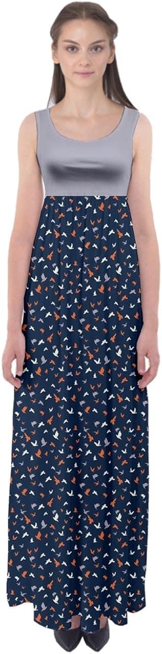CowCow Womens Summer Boho Retro Funny Bird Palm Trees Beach Design Empire Waist Long Maxi Dress, XS-5XL
