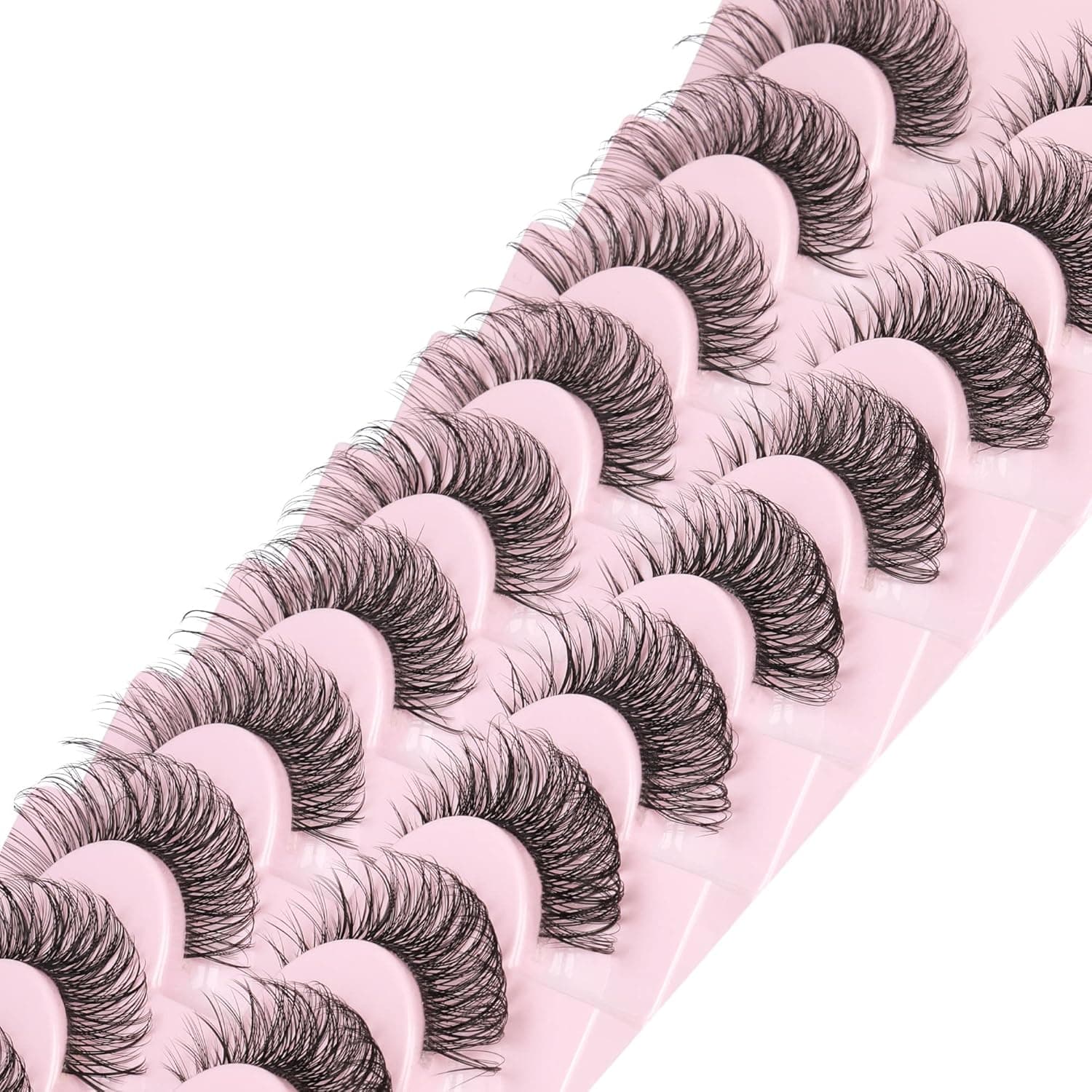 Eyelashes Russian Strip False Lashes D Curl 16MM Fluffy Wispy Cat Eye Lashes with Clear Bands Look like Extensions by Yawamica