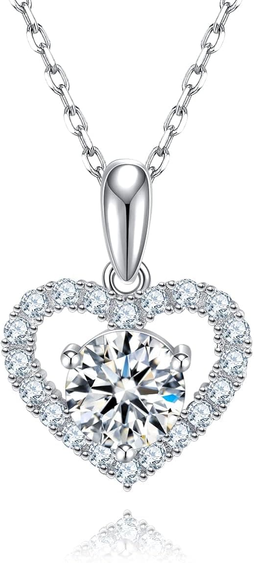 SecreTalk 3CT Moissanite Pendant Necklace 18K White Gold Plated Silver D Color Ideal Cut Diamond Necklace for Women with Certificate of Authenticity