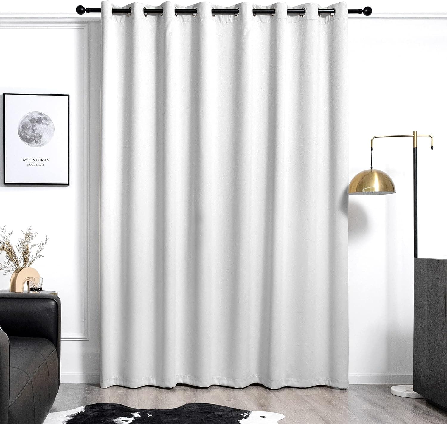 VANASEE Greyish White Blackout Curtains for Bedroom - Grommet Thermal Insulated Soundproof Window Curtains for Living Room (1 Panel, 100 by 96 Inch, Greyish White)