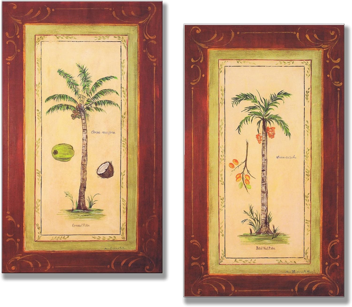 Stupell Home Décor Oversized Betel Nut And Coconut Palm Tree Wall Plaques, 12 x 0.5 x 21, Proudly Made in USA
