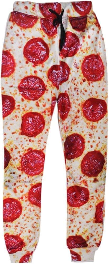 Unideazone juniors Sport Pants Funny 3D Digital Printed Pizza Jogger Sweatpants, X-Large, Color: 4