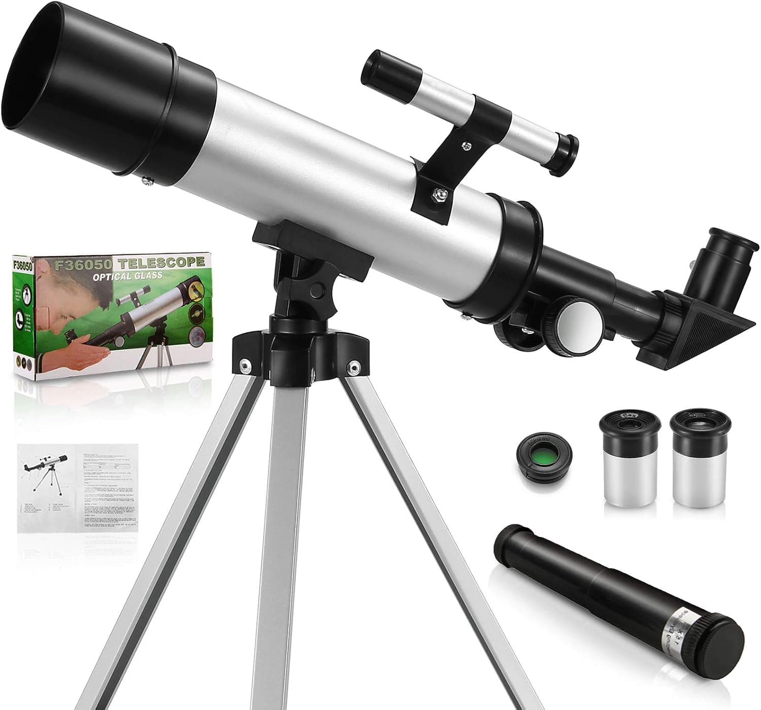 Matakana Telescope for Kids & Adults Beginners, 70mm Telescopes for Astronomy,Capable of 90x Magnification with Adjustable Tripod 3X Barlow Lens and Moon Filter (Grey)