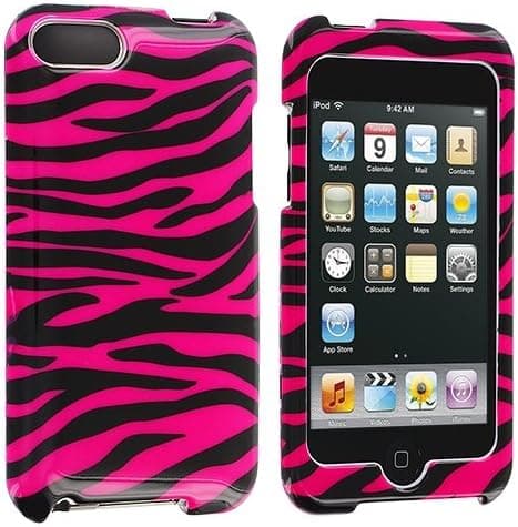 Electromaster Zebra Design Crystal Hard Skin Case Cover for Apple Ipod Touch iTouch 2nd and 3rd Generation Gen 2g 3g 2 3 8gb 16gb 32gb 64gb New -Black / Hot Pink