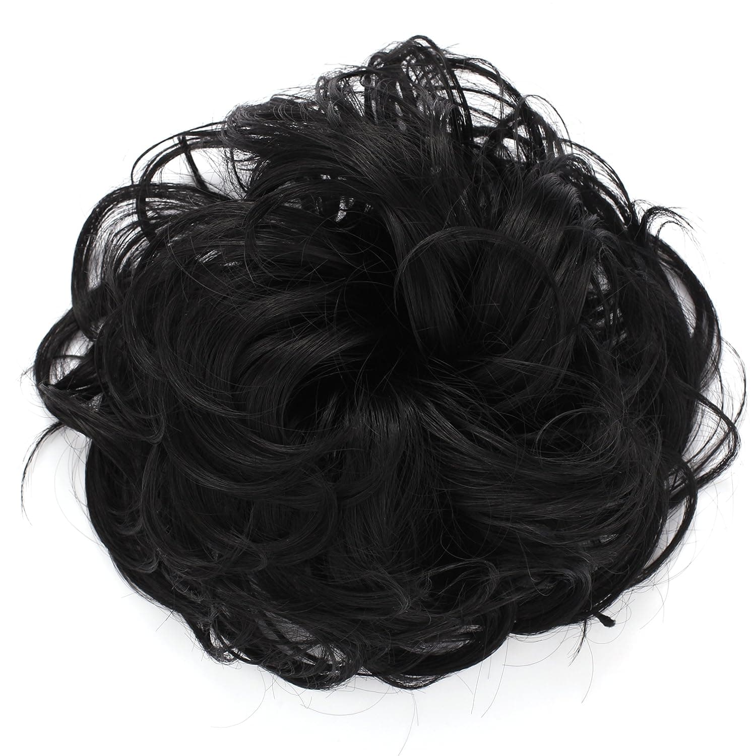 Onedor Premium Synthetic fiber Clip on Messy Chignon Bun Hair Extension Hair Piece Wig. Silky Smooth and Secure (2#-Darkest Brown)