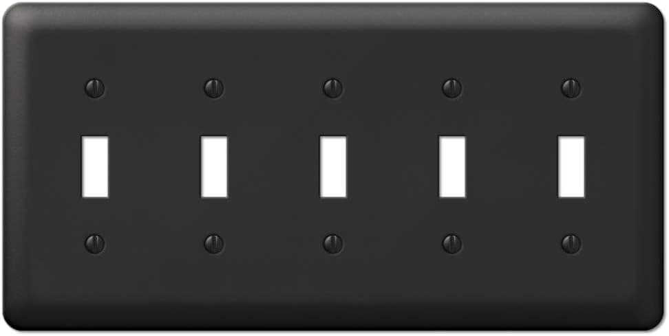 Amerelle 935T5BK Devon Wallplate, 5 Toggle, Steel, Black, 1-Pack