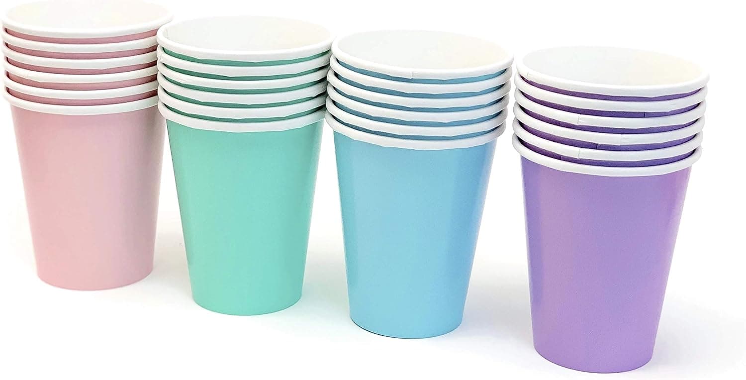 Pastel Rainbow Party Paper Cups 9 Ounce (24 Pack)