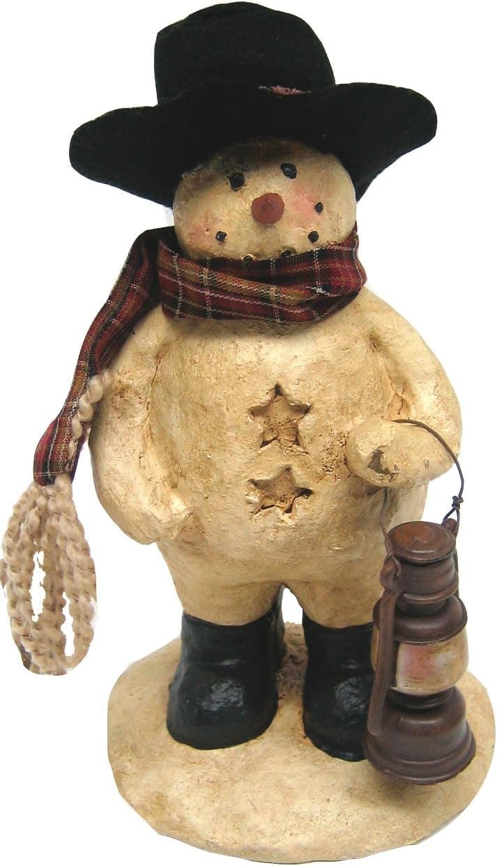 Craft Outlet Papier Mache Snowman with Lantern Figurine, 8.5-Inch