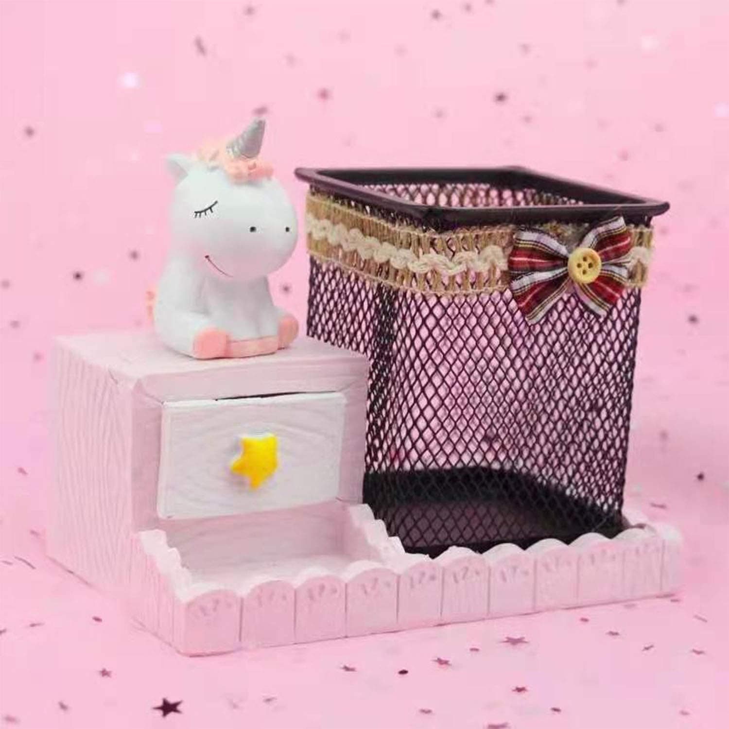 DAXHU Unicorn Pen Holder,Pencil Holder Desk Organizer Office Desktop Stationery Organizer Makeup Brush Holder Cup for Office Bathroom Kitchen Bedroom Home Decor Unicorn Gifts for Girls Women (Pink)