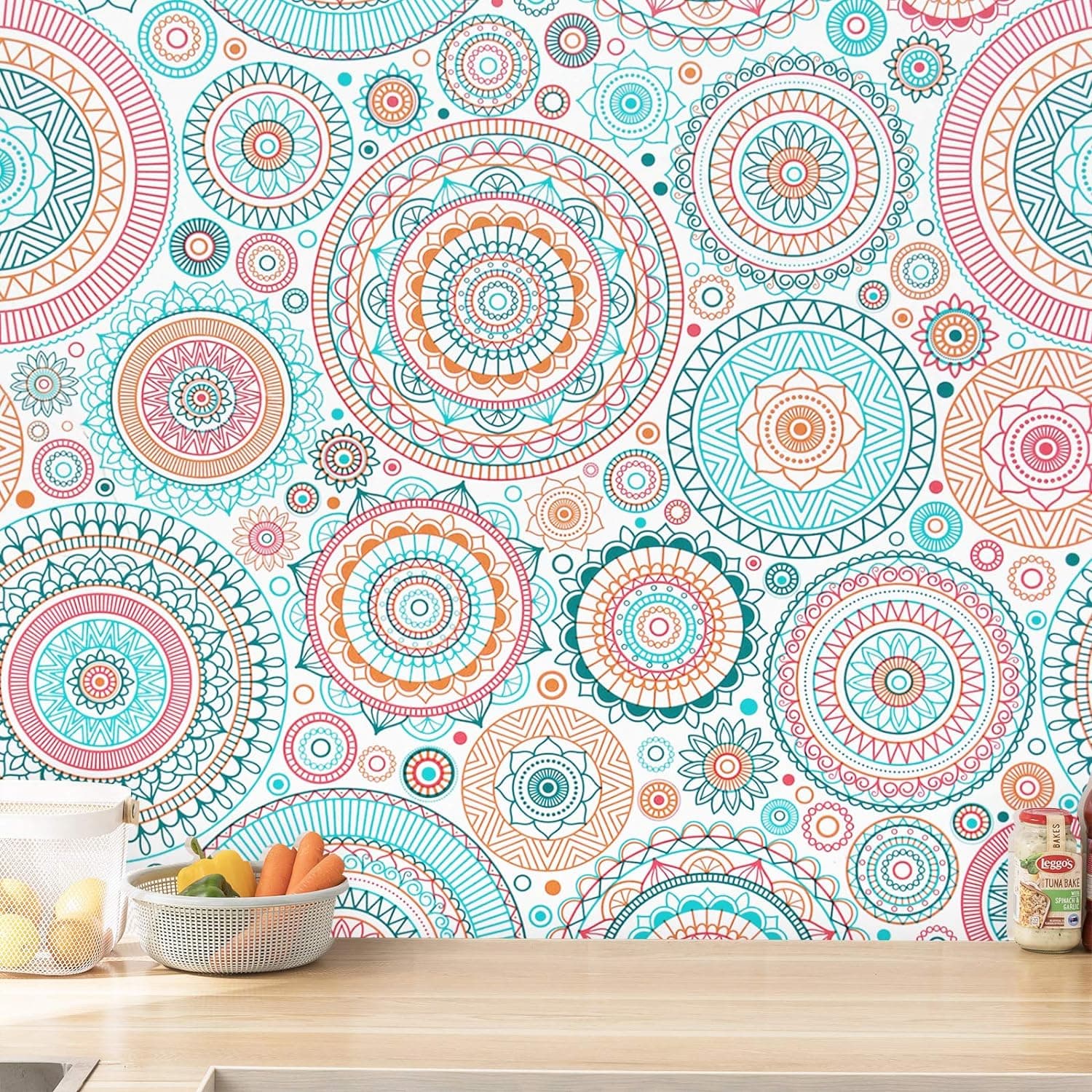 Fun Peel and Stick Wallpaper Cute Contact Paper Colorful Wallpaper Kitchen Contact Paper Decorative Self-Adhesive  Wallpaper Removable Waterproof Easy to Clean Wall Covering Vinyl Rolls 17.7''x118''