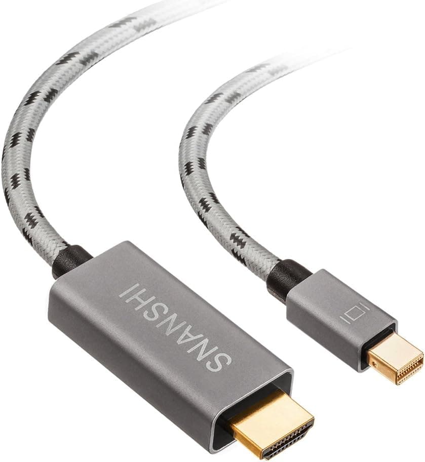 Thunderbolt to HDMI Cable, SNANSHI Mini DisplayPort to HDMI Nylon Braided Mini DP (Thunderbolt) to HDMI Male to Male Cable for Surface Pro/Laptop/Book, MacBook, Projector Monitor (10 Feet)