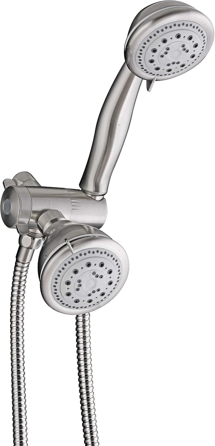 egretshower 5 Function 3-way Dual Shower Set Shower Combo Handheld Shower and Showerhead all Brush Nickel