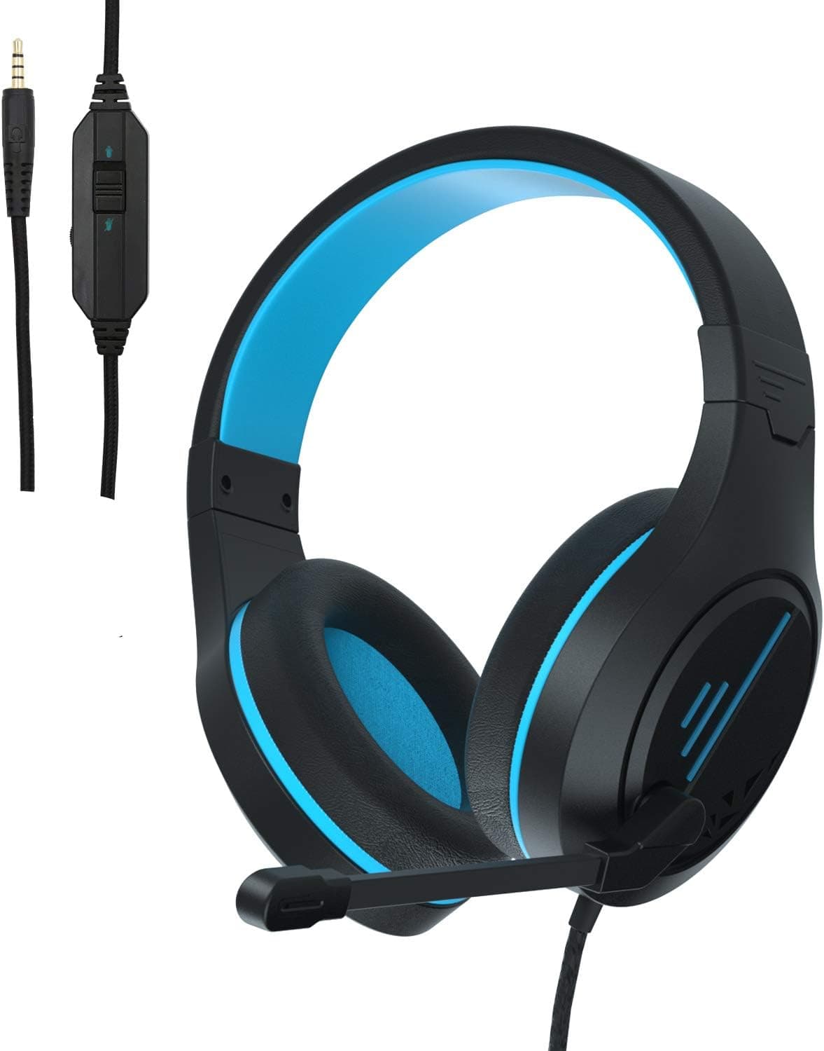 Anivia Stereo Gaming Headset for Xbox One PS4 Phones Tablets PC - Anivia MH601 Surround Sound Over-Ear Headphones with Anti-Noise Mic,Volume Control for Laptop, Mac,Smartphone,Games -Black Blue.