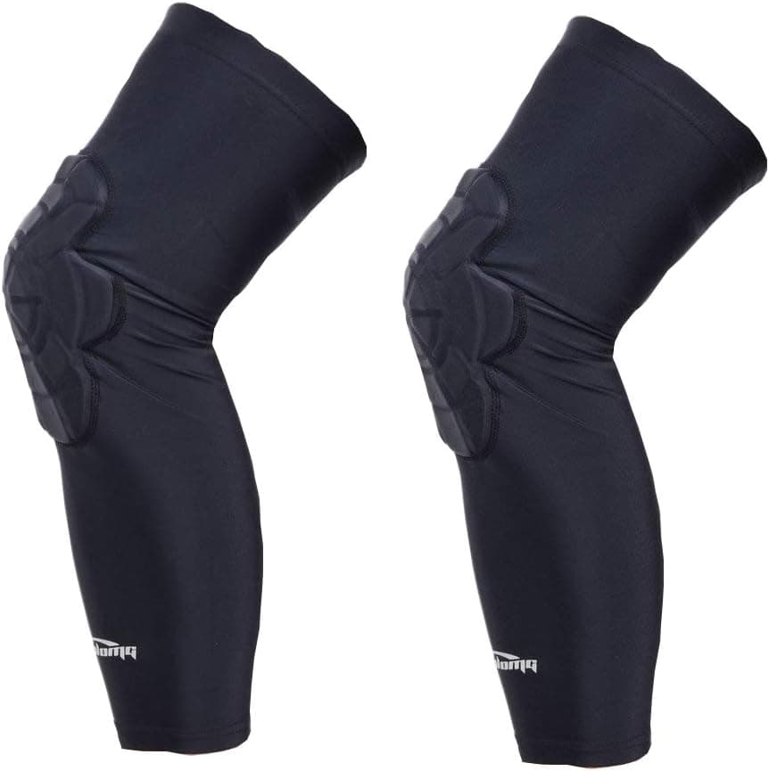COOLOMG 1 Pair Basketball Knee Pads Kids Youth EVA Pads Compression Leg Sleeves Protector Gear Black S