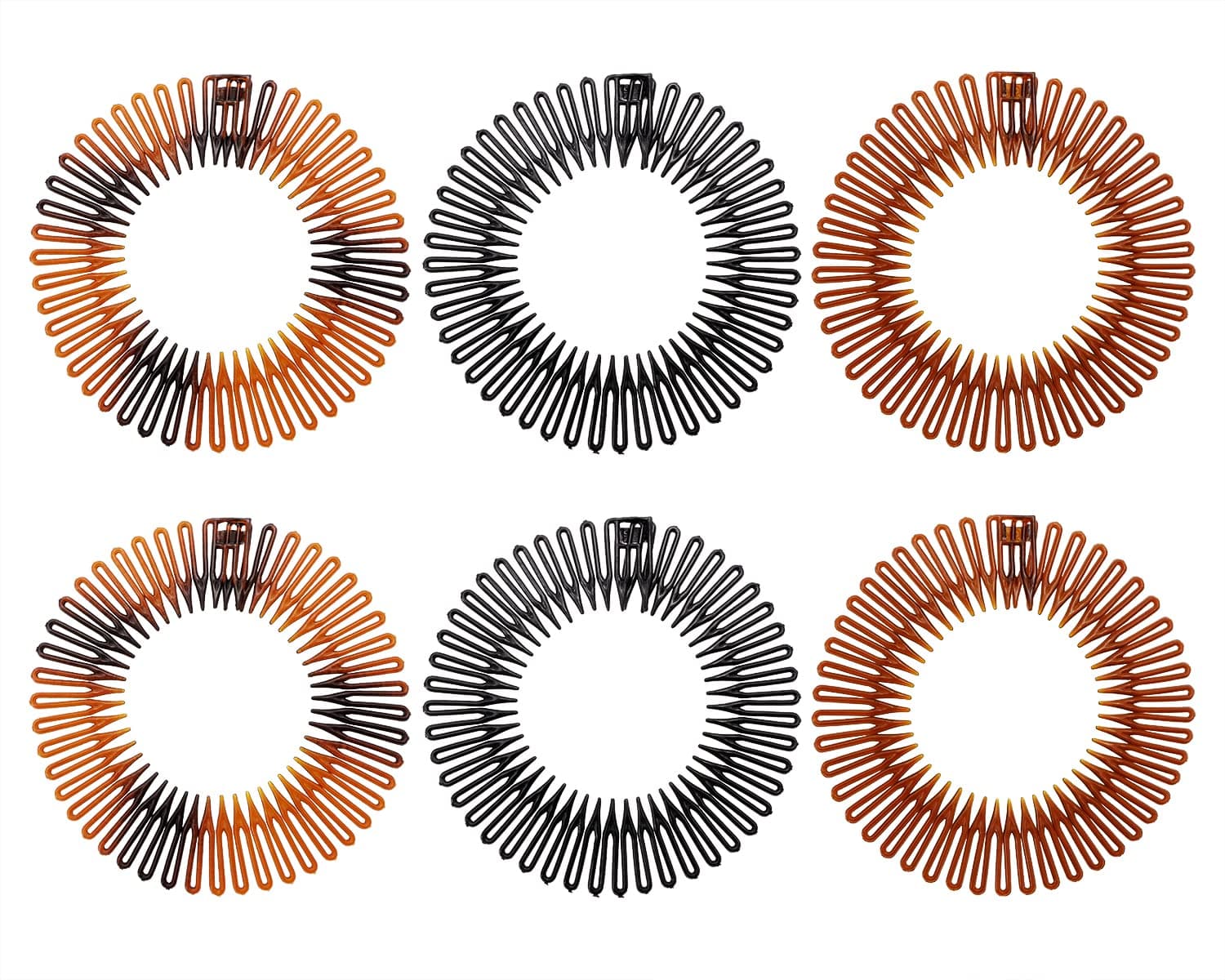 Stretch Hair Combs Penta Angel 6Pcs Flexible Plastic Full Circular Circle Comb Headband Hair Wrap Holder Hairband for Women Girls (Classic Style)