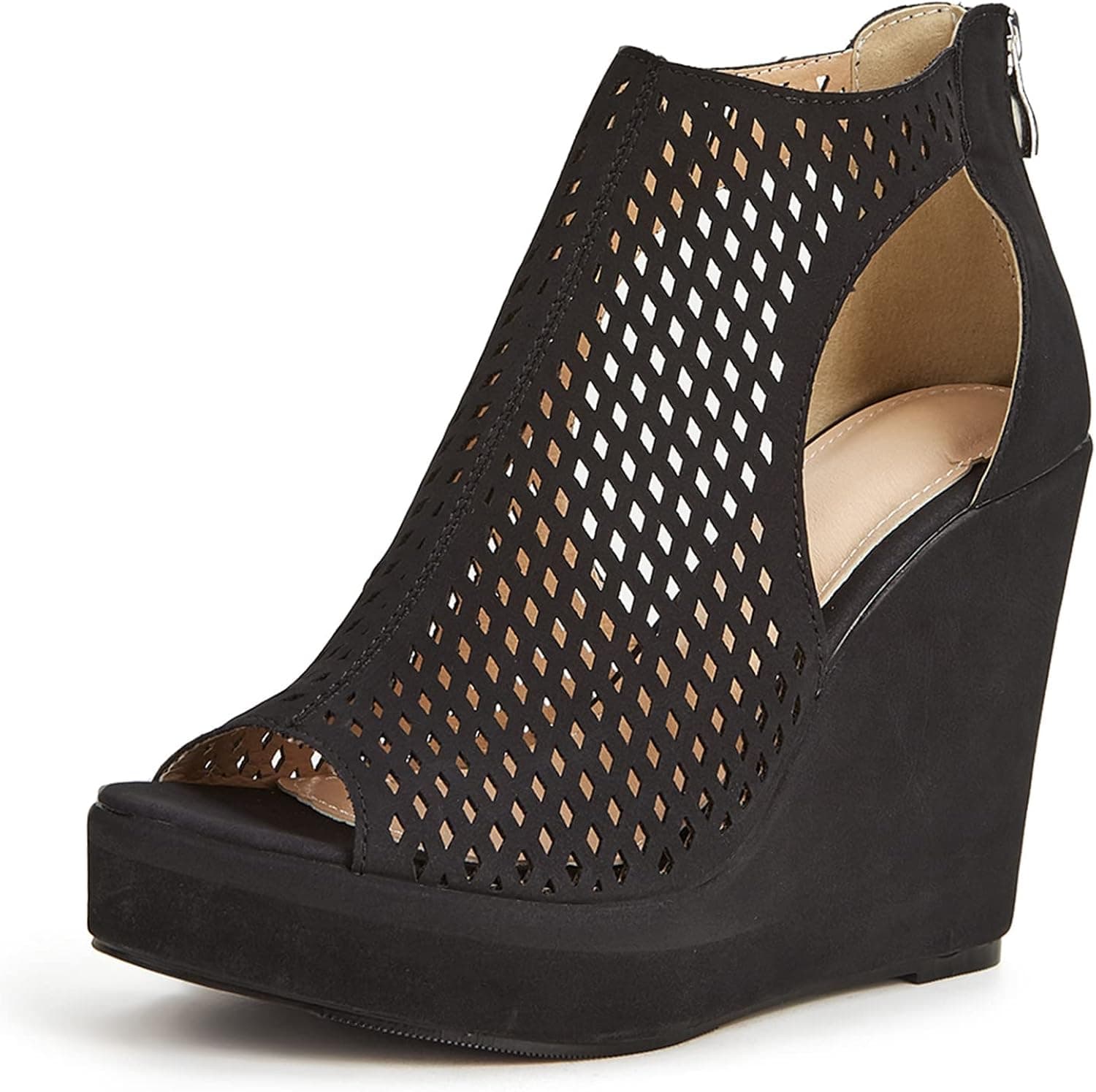 CYNLLIO Women's Platform Wedges Sandals Cutout Peep Toe Zip Sandals Summer Beach Outdoor Heeled Sandals Fashion T-strap Party Dress Shoes