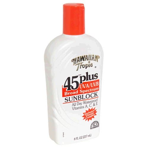 Hawaiian Tropic Sunblock, UVA/UVB Broad Spectrum, SPF 45 Plus 8 fl oz (237 ml)