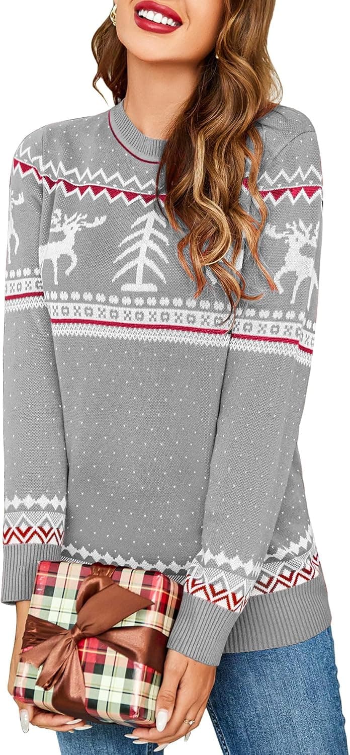 UNibelle Women's Ugly Christmas Sweater Christmas Tree Reindeer Pullover Jumper,S-XXL