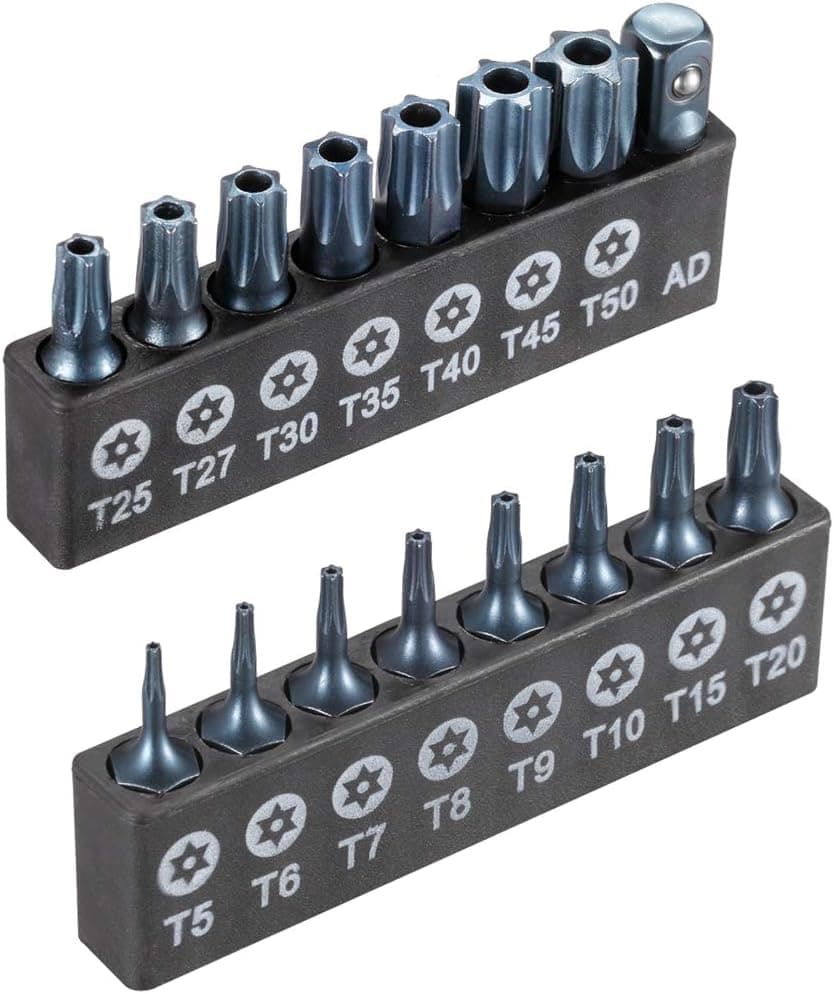 ARUCMIN 16-Piece Security Torx Bit Set T5-T50, Tamper Resistant Star Bits Set S2 Steel with a 1/4" Adaptor
