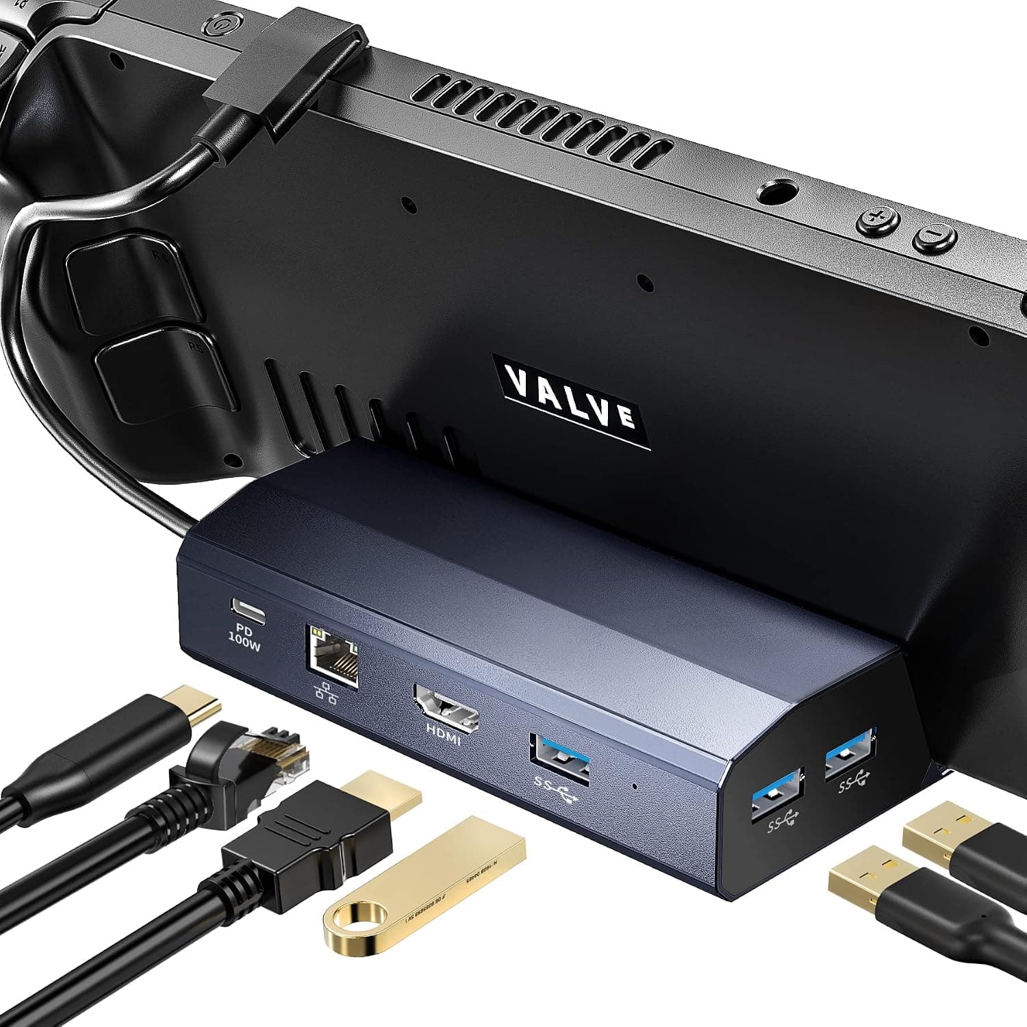 VANGREE iPad Pro USB C Docking Station with Stand, 6-in-1 Steam Deck Dock with 100W PD Charging,4K@60HZ HDMI,3 USB 3.0 Ports,1Gbps Ethernet, Compatible with iPad Pro 2022-2018,USB-C Phones and Tablets