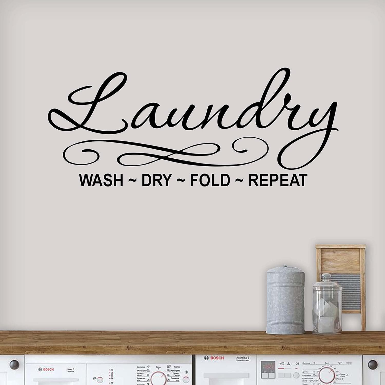 Laundry Decor | Laundry Wash Dry Fold Repeat | Laundry Room Decor | Laundry Signs | Laundry Room Decor and Accessories | 22x9 | Black