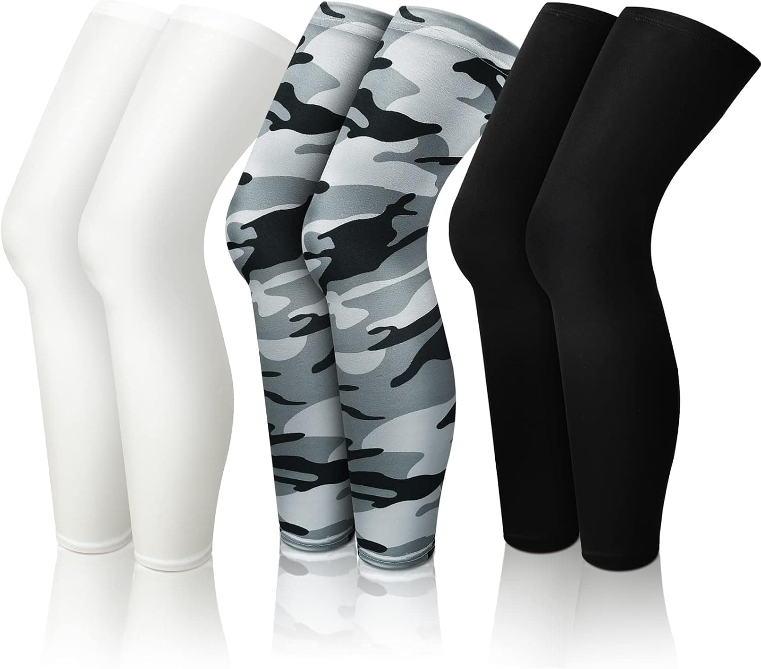 Compression Leg Sleeve 3 Pairs Full Length Men Women Leg Sleeves Sports Basketball Football Running Cycling Leg Sleeve
