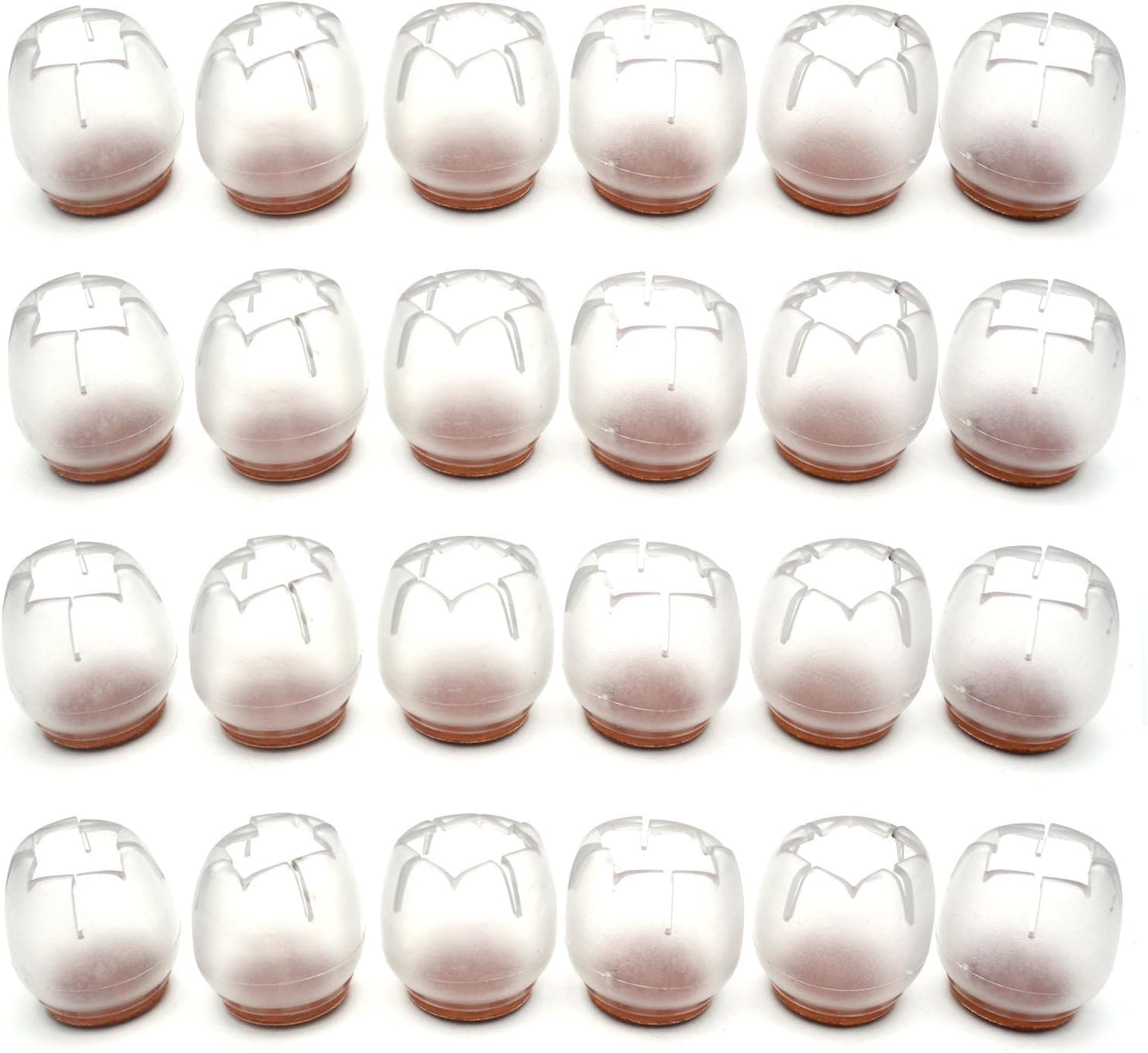 Antrader 24 Pack Chair Leg Wood Floor Protectors with Felt Furniture Pads, Silicone Non-Slip Furniture Feet Pads, Fit Round 1" to 1-1/4"(2.6-3.1cm) Or Square 8/9" to 1" (2.2-2.6cm) Transparent