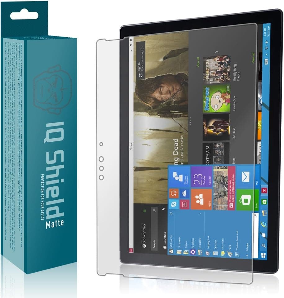 IQ Shield Matte Screen Protector Compatible with Microsoft Surface Pro 4 2015 / Surface Pro 2017 Anti-Glare Anti-Bubble Film