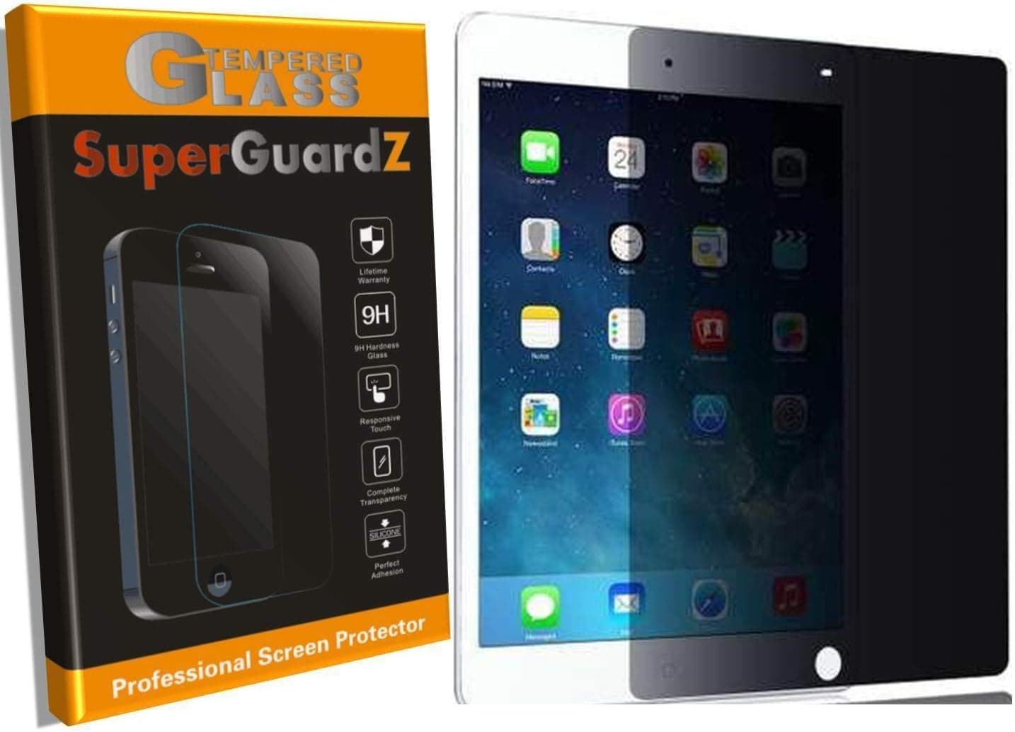 SuperGuardZ for iPad Mini 4 Tempered Glass Screen Protector [Privacy Anti-Spy], 9H Anti-Scratch, 2.5D Round Edge, Anti-Bubble [Lifetime Replacements] + 2 Stylus Pen