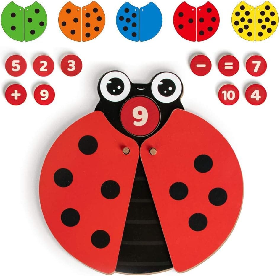 Youwo Math Counting Toys - Montessori Counting Games for Toddlers Ladybug Toy, Number Matching Game Kindergarten Math Preschool Learning Activities, Educational Toys for 3 Year Olds