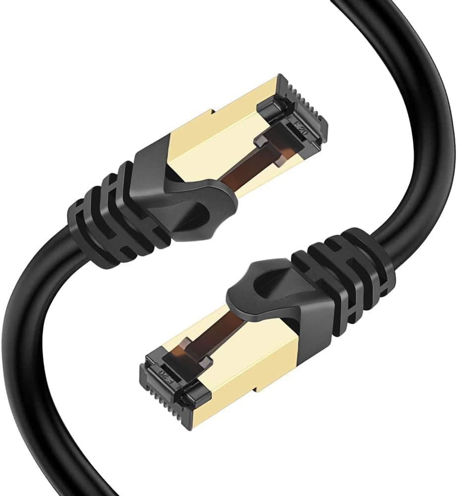 QING CAOQING Cat 8 Ethernet Cable 30ft, LAN Network Cable High Speed 40Gbps 2000Mhz 26AWG SFTP with Gold Plated RJ45 Connector