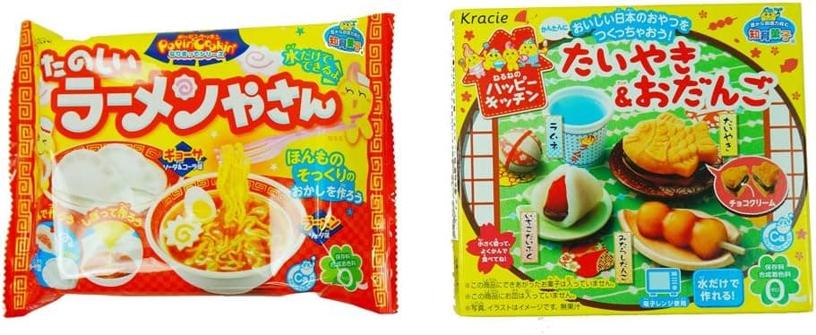Kracie funny Ramen shop Gyoza Popin' Cookin' DIY candy 0.88 oz + Let's Make a Snack of Japan Taiyaki & Odango 1.06 oz