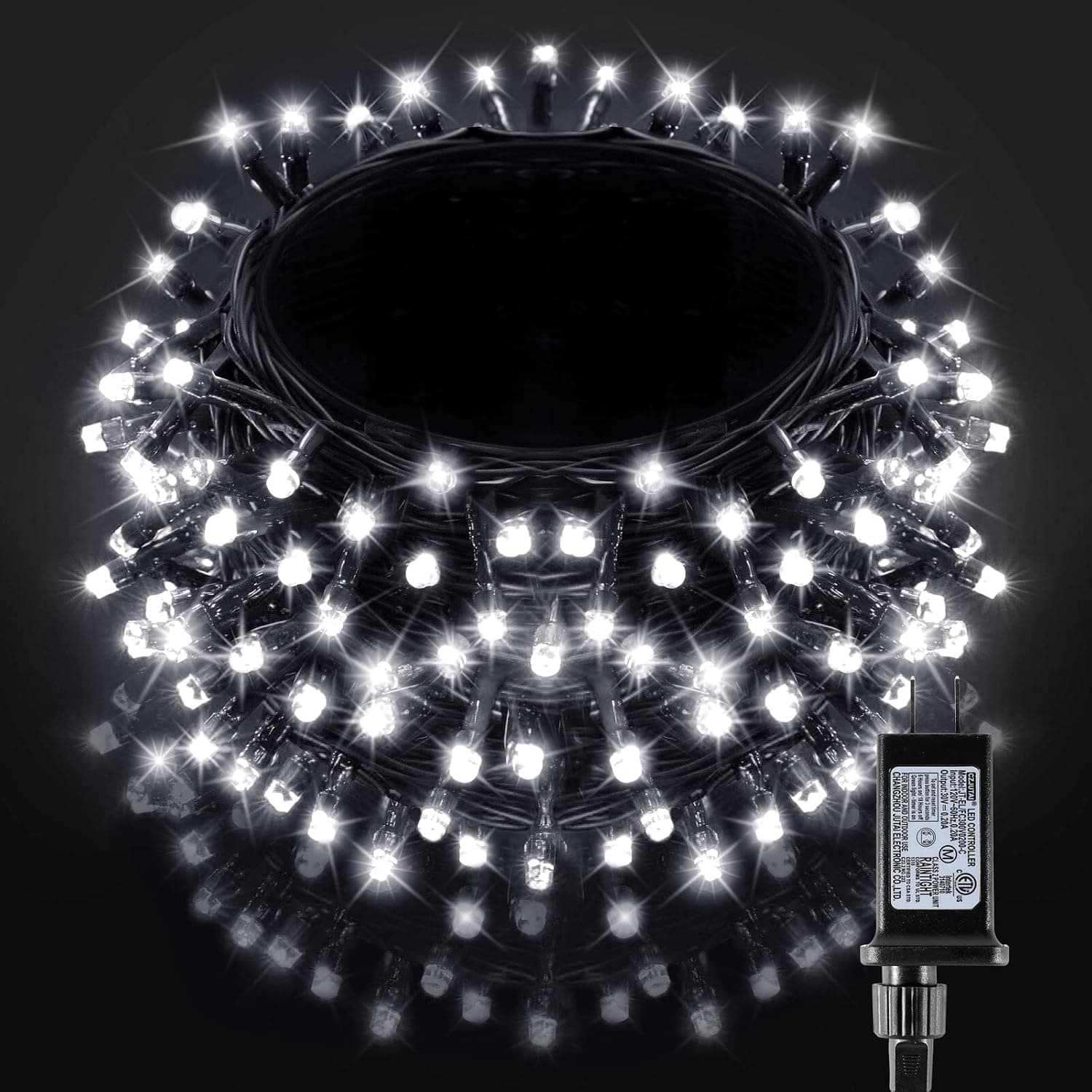 BlcTec Christmas Lights 300 LED 108FT, Christmas String Lights with 8 Modes, Connectable Plug in, IP44 Waterproof, UL Listed and Timer, Suitable for Indoor Outdoor Christmas Decorations, Cool White