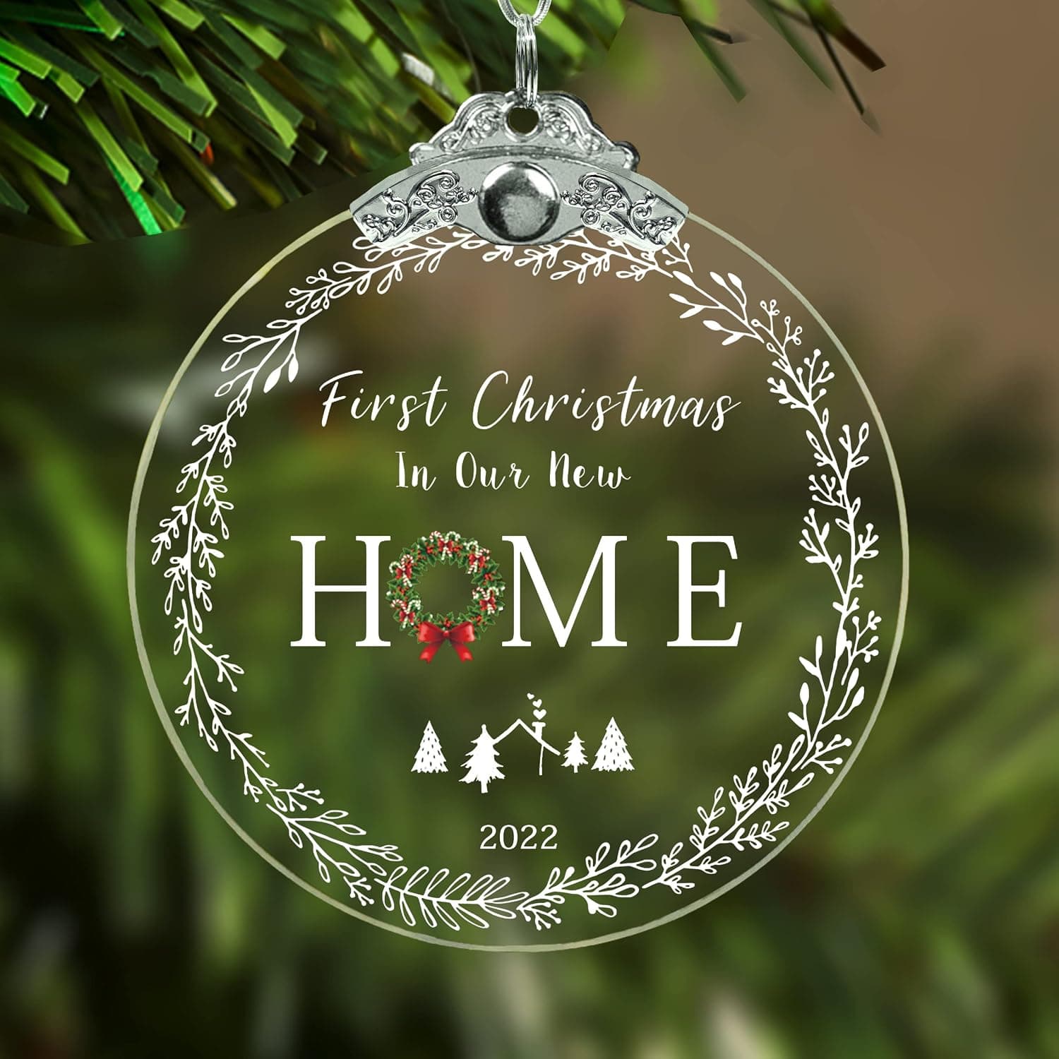 Kilrygh 2022 House Warming Gifts New Home ,Our First Christmas in Our New Home Ornament, Housewarming Gifts for New House Decoration, House Warming Gifts New Home Couple - 3" Glass Ornament