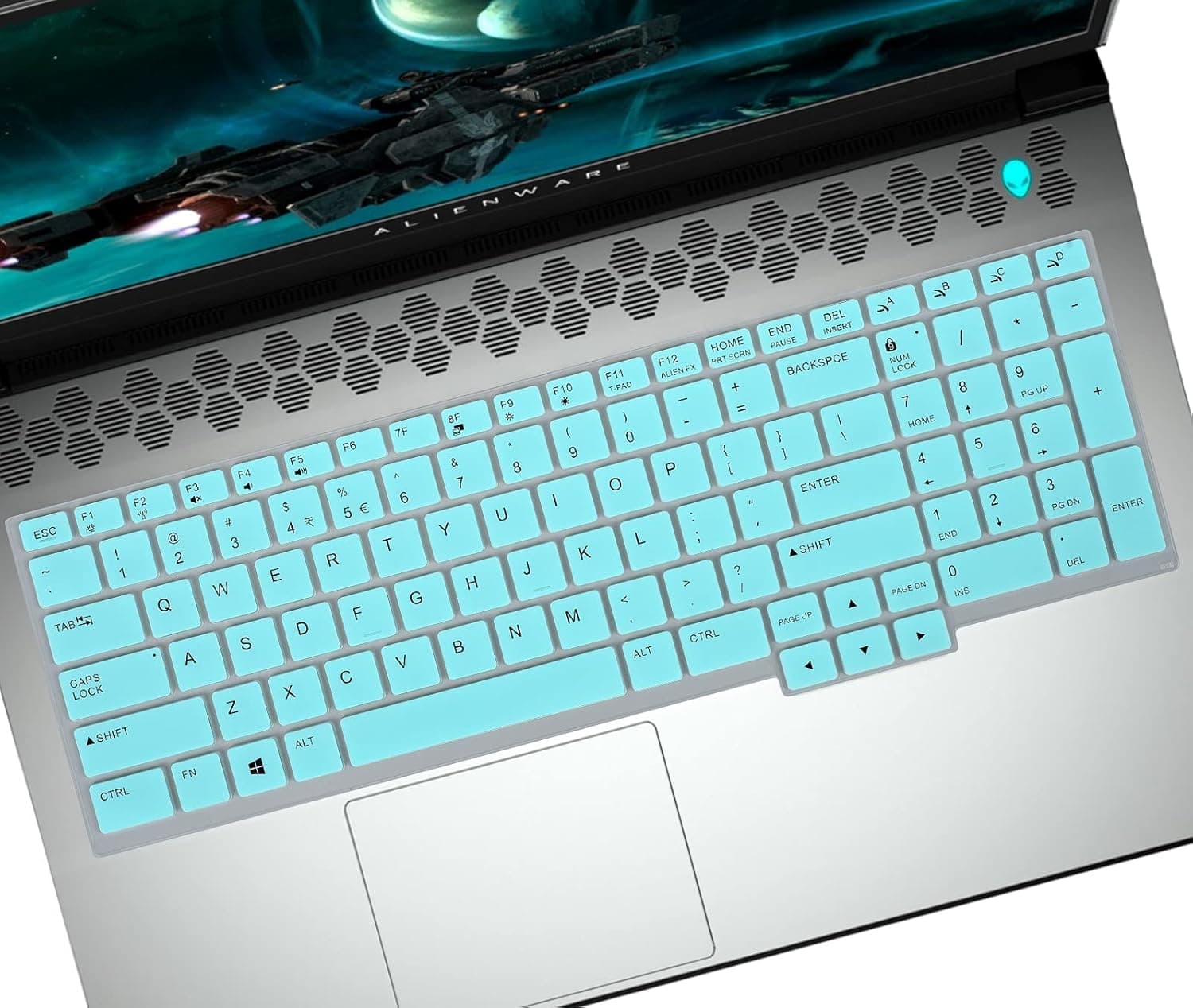 Keyboard Cover for 17.3" Dell Alienware m17 R4 2021, m17 R3 2020, m17 R2, Alienware Area-51m R2, Dell G7 7700 Gaming Laptop, Alienware m17 R4 R3 Keyboard Skin Accessories - Mint
