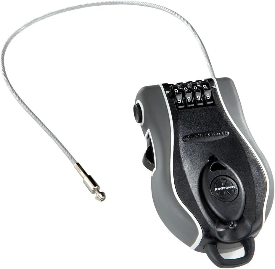 Kryptonite 998600 Black 2.6mm R4 Retractor Combination Lock Cable with LED light