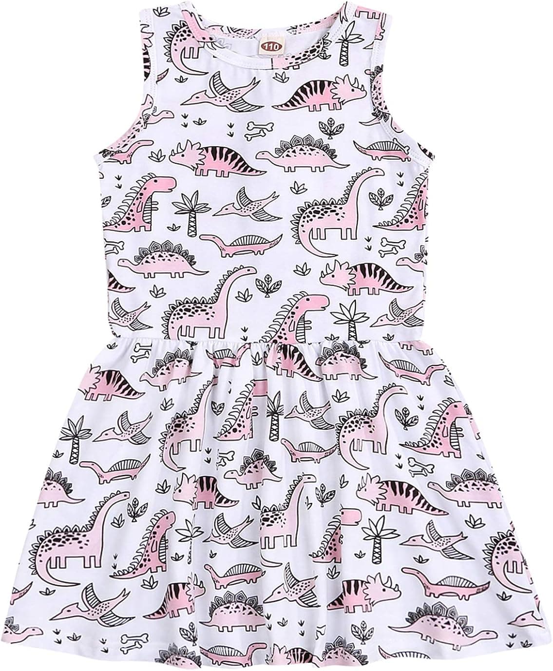 YOUNGER STAR Baby Girls Dinosaur Outfit Toddler Dinosaur Dress Casual Cartoon Dress Cute Baby Summer Dress