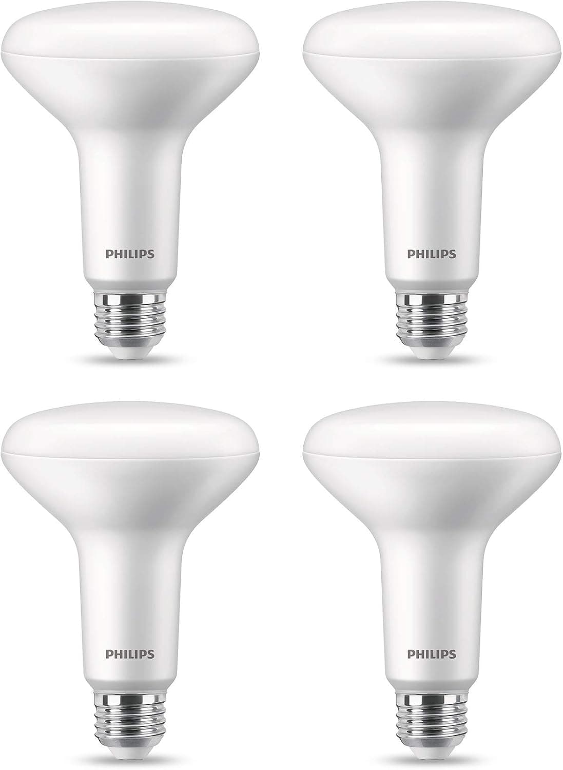 Philips LED Flicker-Free High Lumen BR30, Dimmable Warm Glow Effect, 1400 Lumen, 2700-2200K, 15W=100W, EyeComfort Technology, E26 Base, Title 20 Certified, 4-Pack
