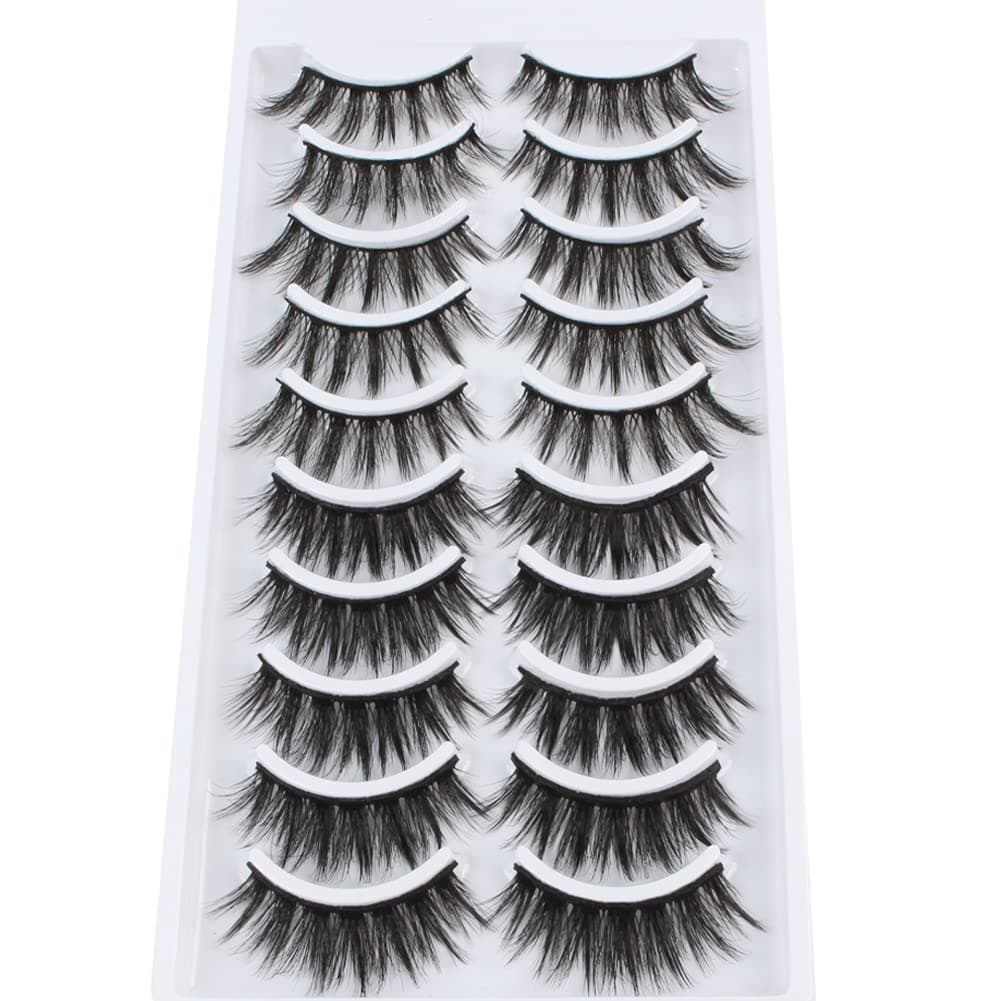 Eye Lashes 10 Pairs Wispy Fake Eyelashes Parriparri 2 Different Styles Fluffy Thick False Lashes Natural Look Glossy Full False Eyelashes Mixed Pack 16MM