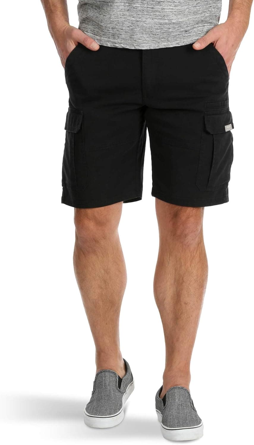 Wrangler Black Relaxed Fit at Knee Flex Cargo Shorts