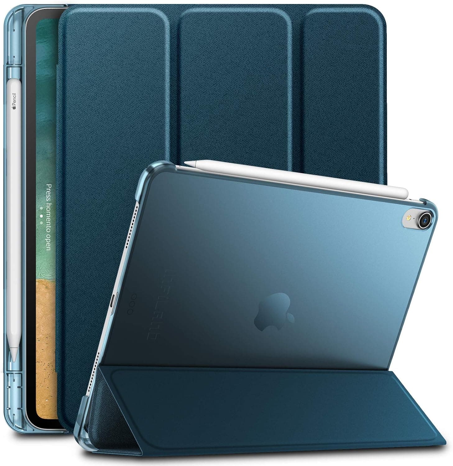 Infiland iPad Pro 11 Case with Apple Pencil Holder,Smart Case Cover Compatible with iPad Pro 11 Inch 2018 Release (Support 2nd Gen Apple Pencil Wireless Charging, Auto Wake/Sleep), Navy